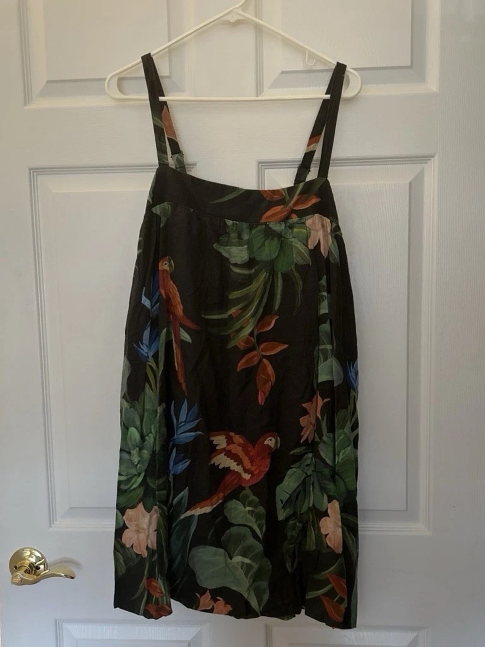 FARM Rio Black Tropical Midi Dress with Green, Red and Blue Print